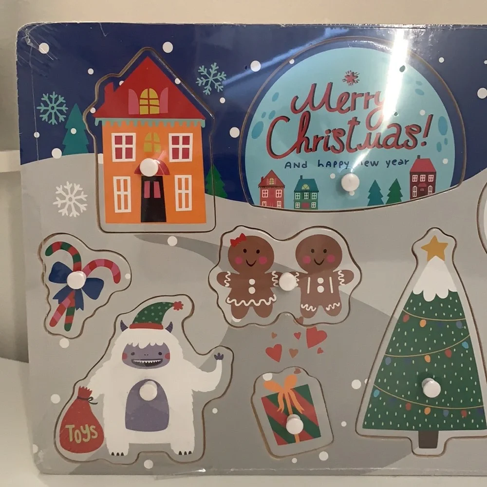 COPY - Christmas Target Bullseye Snowman Wood 9 Pieces Puzzle.